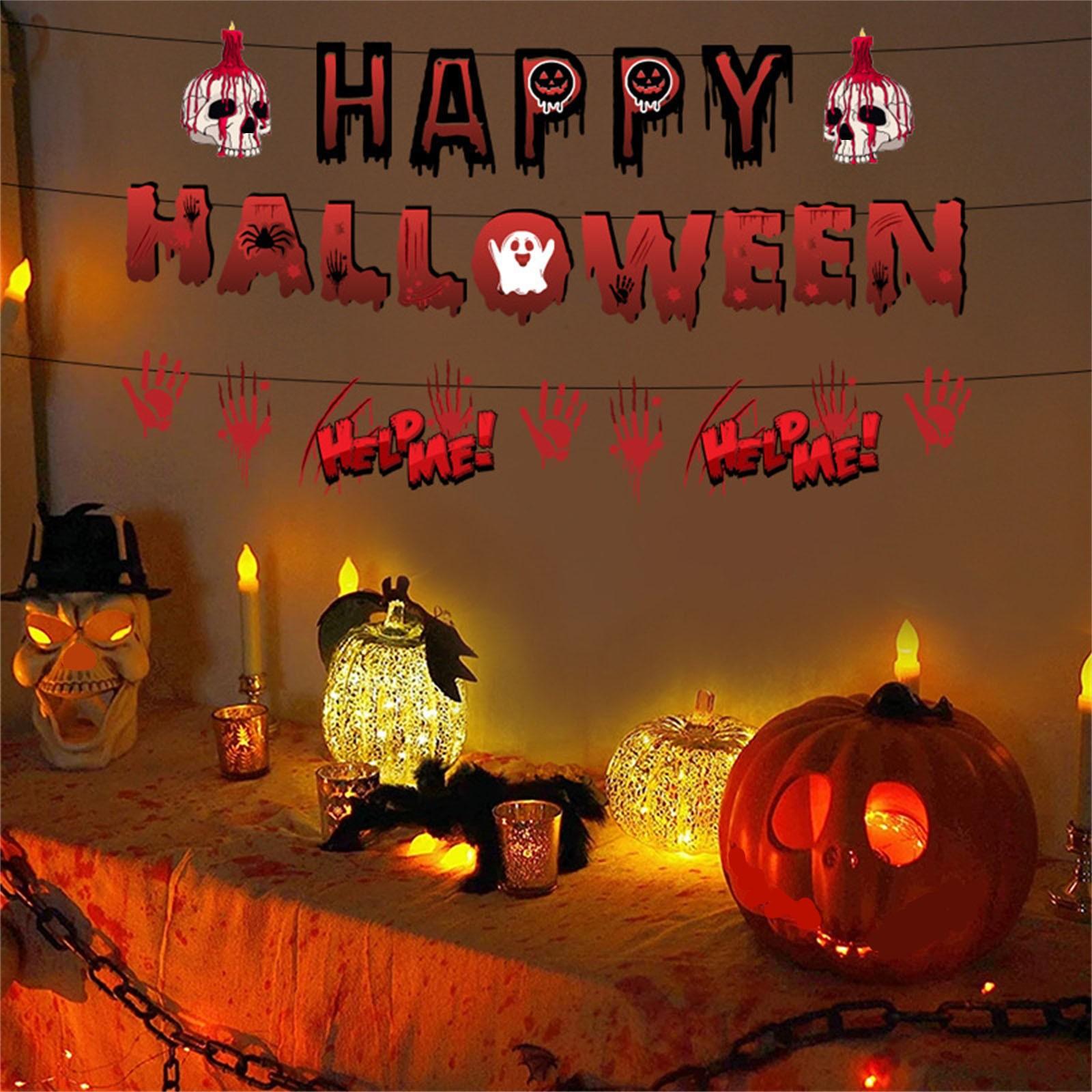 

Halloween Horror Theme Party Birthday Party Decoration Blood Handprint Flag One Size