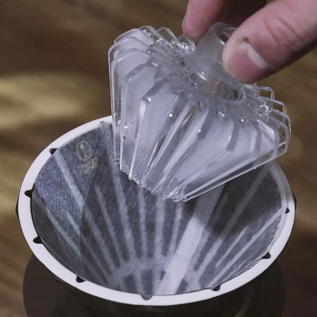 BERGBUCH V60 Rinse Assist Tool Coffee Filter Paper Compatible with Most Conical Drippers and Including and Kadou M1 Perfectly Adheres Wave Filters