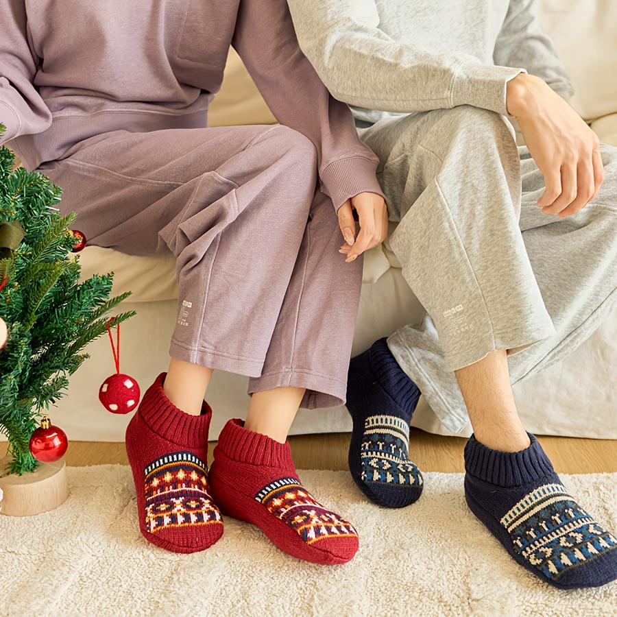 Unisex Autumn/Winter Classic Ethnic Print Warm Anti-Freeze Comfortable Soft Beige Friendly Versatile Floor Socks Cozy Couple Socks
