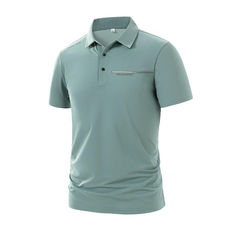 Mens Casual Short Sleeve Solid Color Polo Shirt