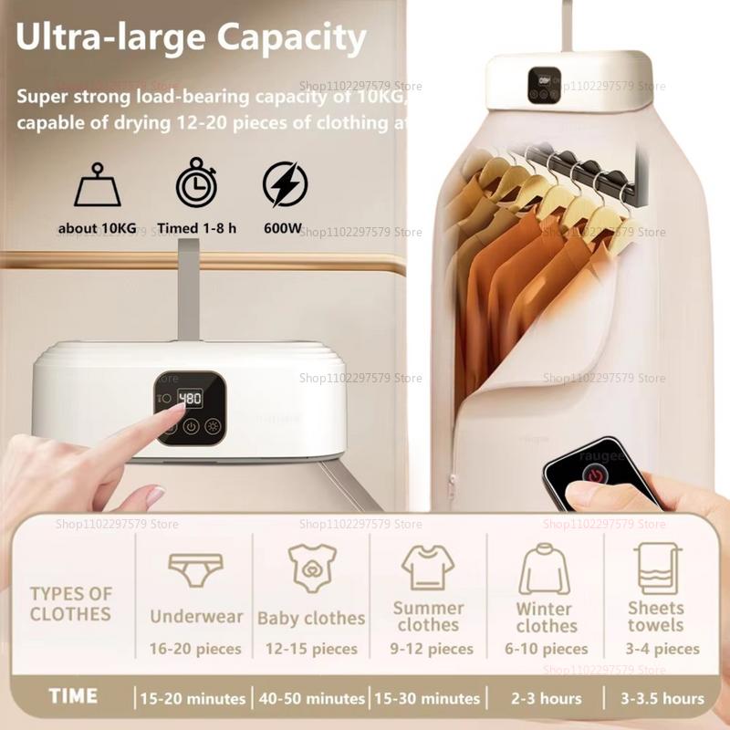 Multifunctional Dryer Portable Clothing Dryer Compact Foldable Laundry Dryer Machine with Dryer Bag and Time Setting Dryer