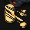 24Pcs Rose Gold Dinnerware Set Stainless Steel Steak Knife Fork Coffee Spoon Teaspoon Flatware Dishwasher Safe Kitchen Tableware
