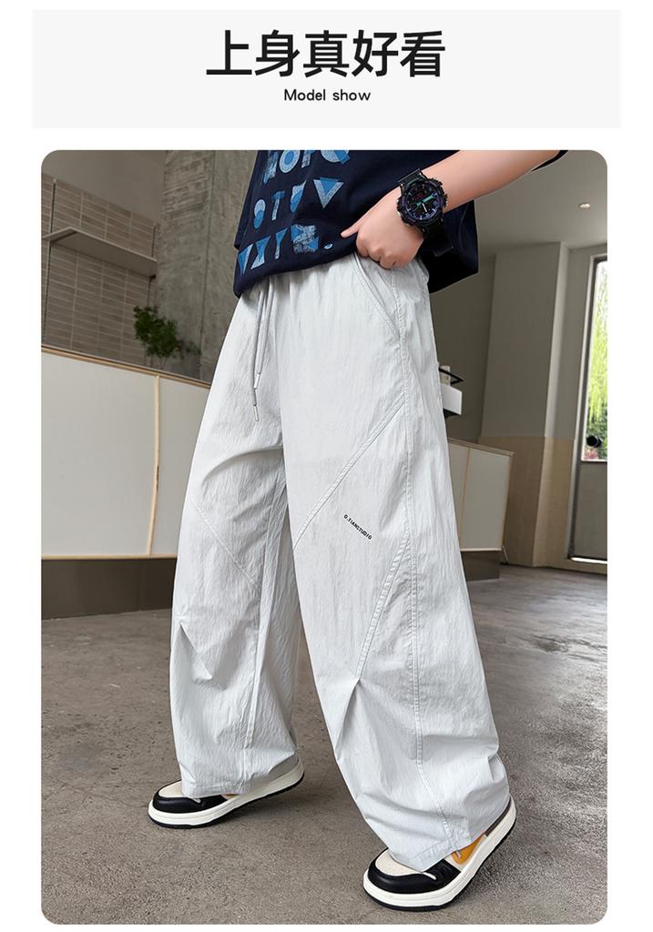 Boys' straight leg wide leg loose casual pants 2026 new style for children, middle-aged and young boys, summer thin design, mosquito proof sport
