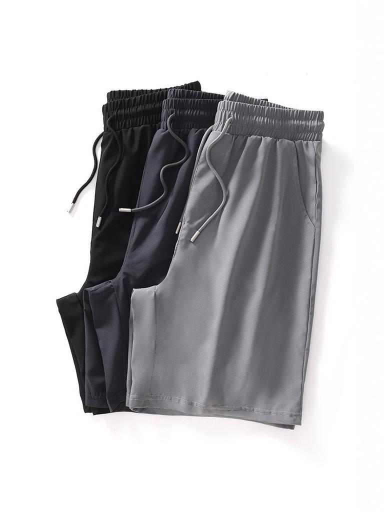 Men's Summer Casual Sports Quick-Dry Shorts: Solid-Color, Drawstring, Loose-Fit Shorts