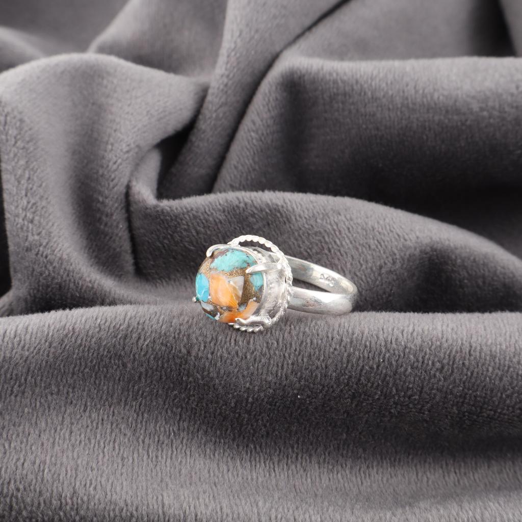 Spiny Oyster Handmade Gemstone Ring, 925 Solid Sterling Silver Ring Designer Jewelry, For Anniversary Gift