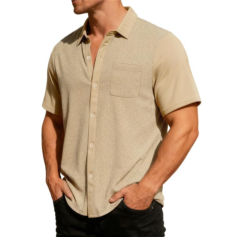 

Summer Men s Loose Casual Shirts Breathable Turn Down Collar Short Sleeve Fashion Shirt Men 3XL хакі