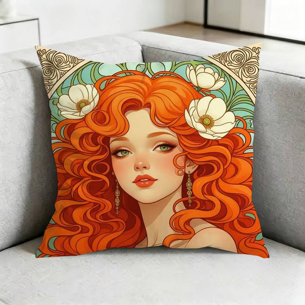 ART AlphonseE MMucha Pillow Case Square DoubleSided Sofa Cushion Cover Bedroom Bedside Pillow Gift