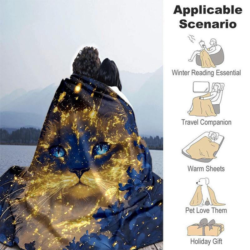 1pc Cool Cat Art Blanket  Cute Movie Characters,Living Room, Travel, Camping, Car Blankets