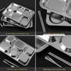Large 304 Stainless Steel 6-Compartment School Meal Tray