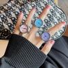 New Ring Watch Creative Circular Dial Alloy Shell Finger Couple Men And Women