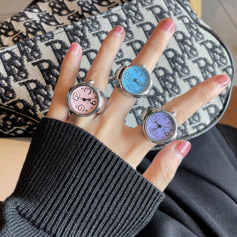 New Ring Watch Creative Circular Dial Alloy Shell Finger Couple Men And Women