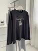 Women's Plus Size Dark Grey Little Horse Print Velvet T-Shirt - Warm Brushed Base Layer for Autumn/Winter