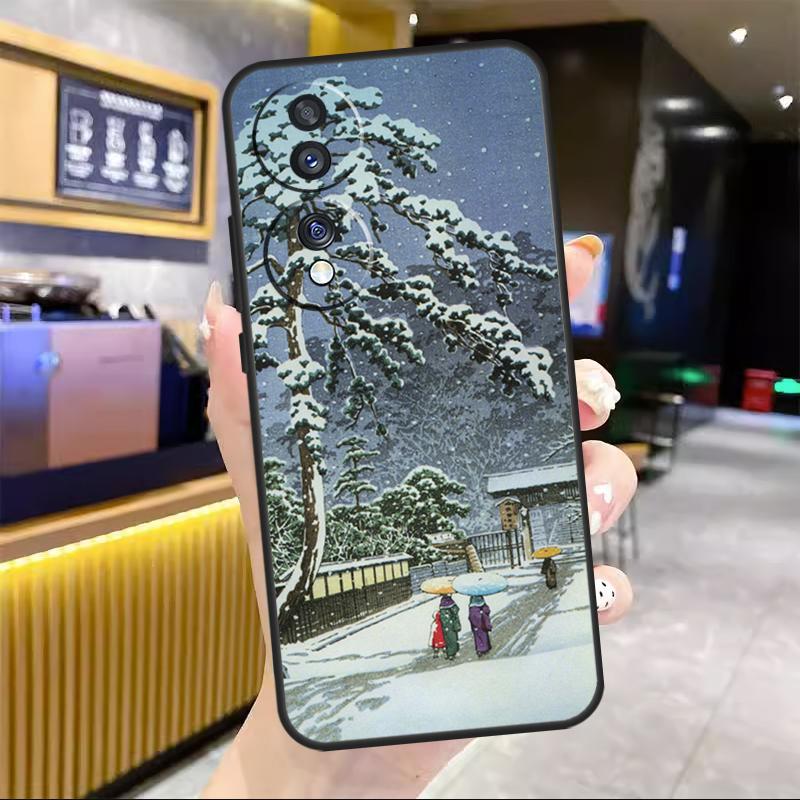 Japanese Snow Cherry Blossom Art Case For Honor X7a X8a X9a X6a X8 X9 X6 X7 10 50 90 70 Lite 8X 9X Magic 4 Lite 5 Pro Cover