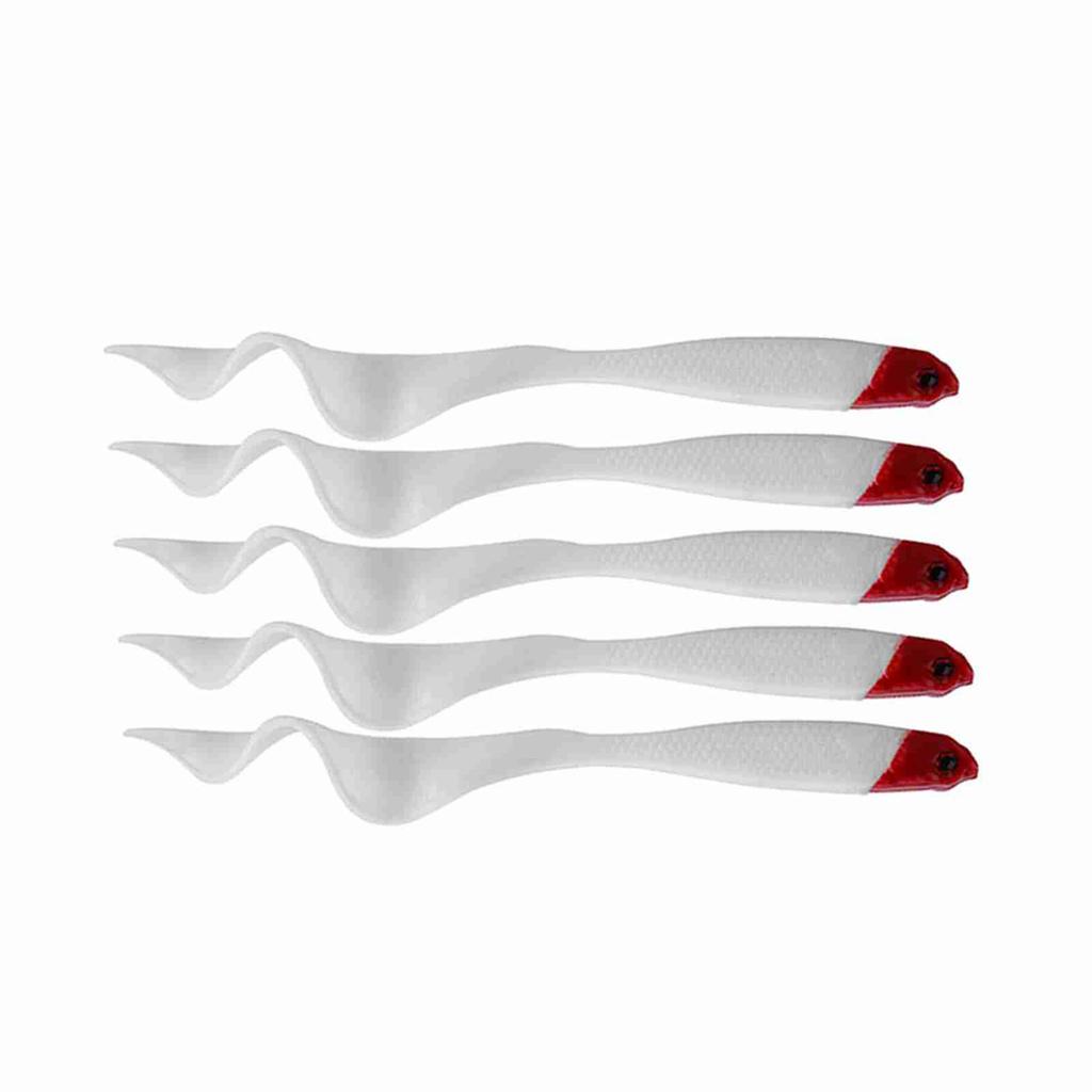 5 st Röd Huvud Konstgjord Fisk Mjukt Fiskebete Fiskdrag Utrustning (rödhårig)