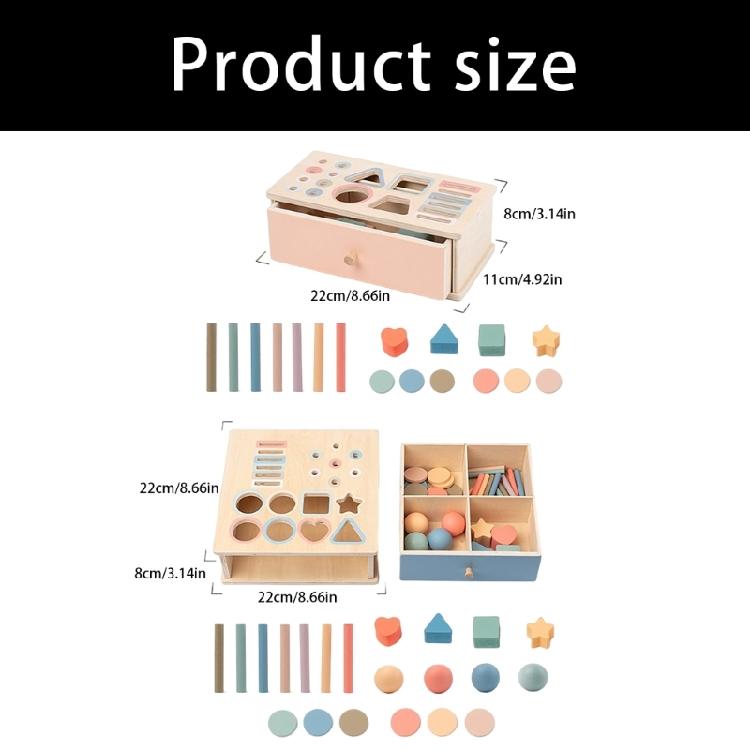 Safe Wooden Shape Color Sorting Box Geometric Educational Toy for Toddlers Learning Activity