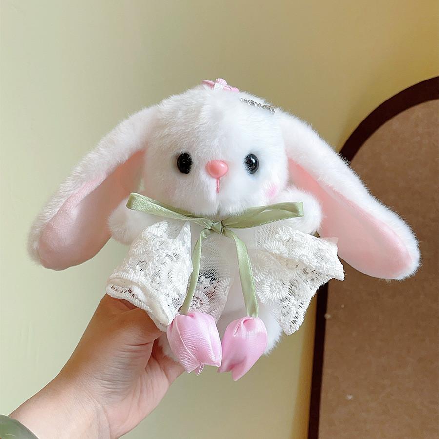 Plush Bunny Keychain With Lace Hoodie For Girls And Kids Gift