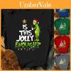 T-shirt Natalizia da Donna Grinch a Maniche Corte con Stampa Allegra e Girocollo
