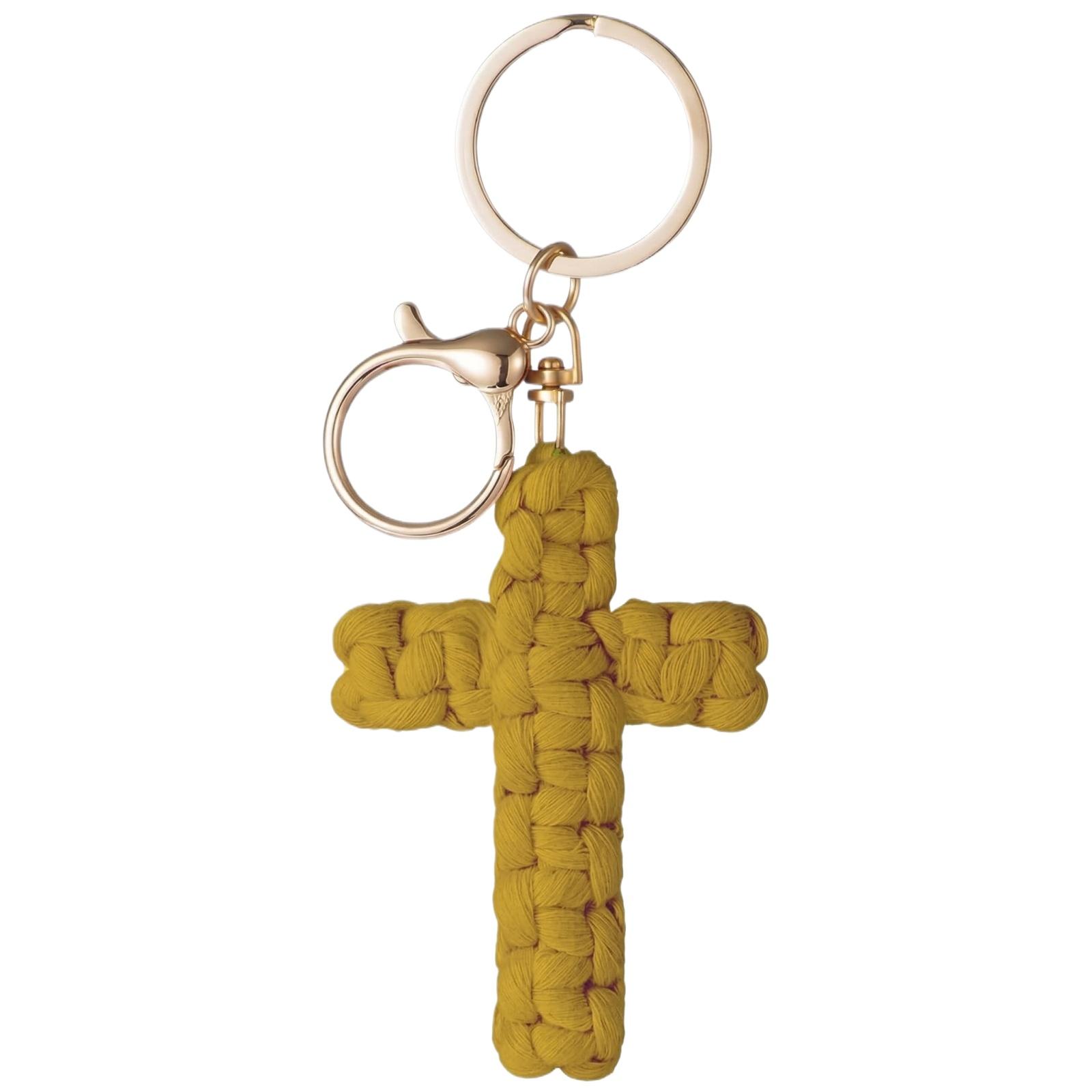 

Hand-woven Cross Keychain, Soft And Handmade Cross Keychain, Bohemian Decoration, A Gift Suitable For Both Men And Women. One Size жёлтый