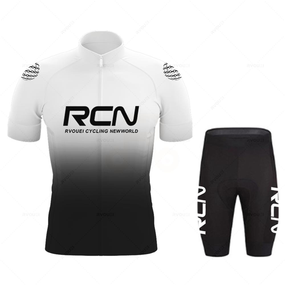 Rcn Summer Mens Short Sleeve Cycling Jersey Sets Skinsuit Maillot Ropa Ciclismo Bicycle Clothing Bike Shirts Bicycle Mtb Jersey