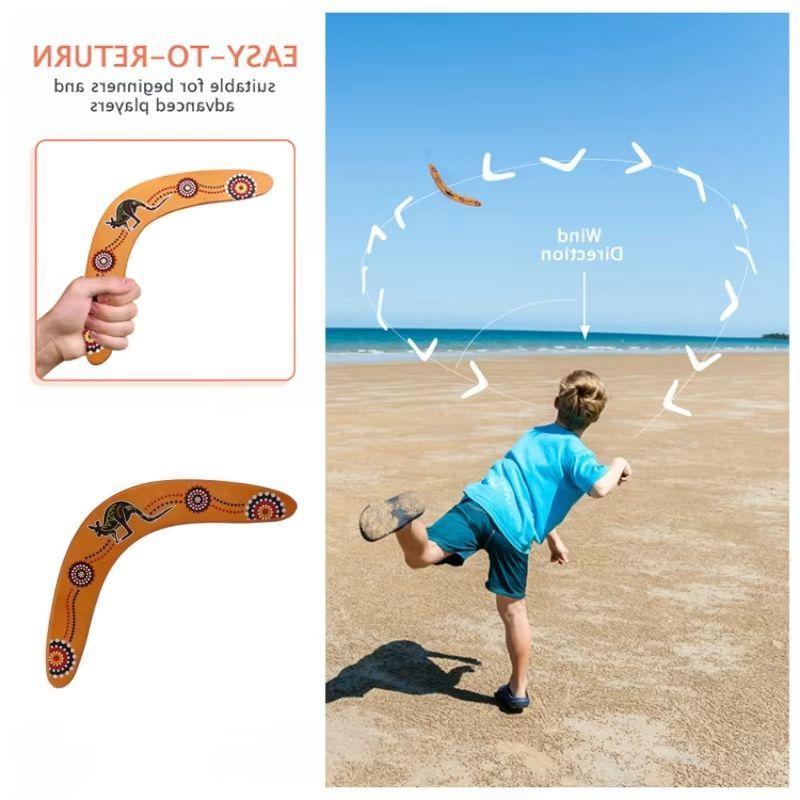 Sports Outdoor Kangaroo V-Boomerang Throwing Ball Throwing Toy Parent-Child Party Interactive Game Wooden Boomerang Holiday Gift