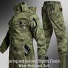 Men's Breathable Camouflage Suit Set: Durable Workwear and Tactical Jacket for Spring and Autumn.