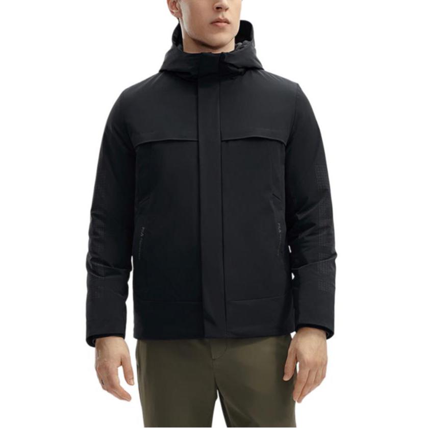 FILA Official Cotton Jacket 2024 Spring New Simple Snowy Cotton Warm Casual Hooded Coat Men Jackets Black F11M412901F-BK