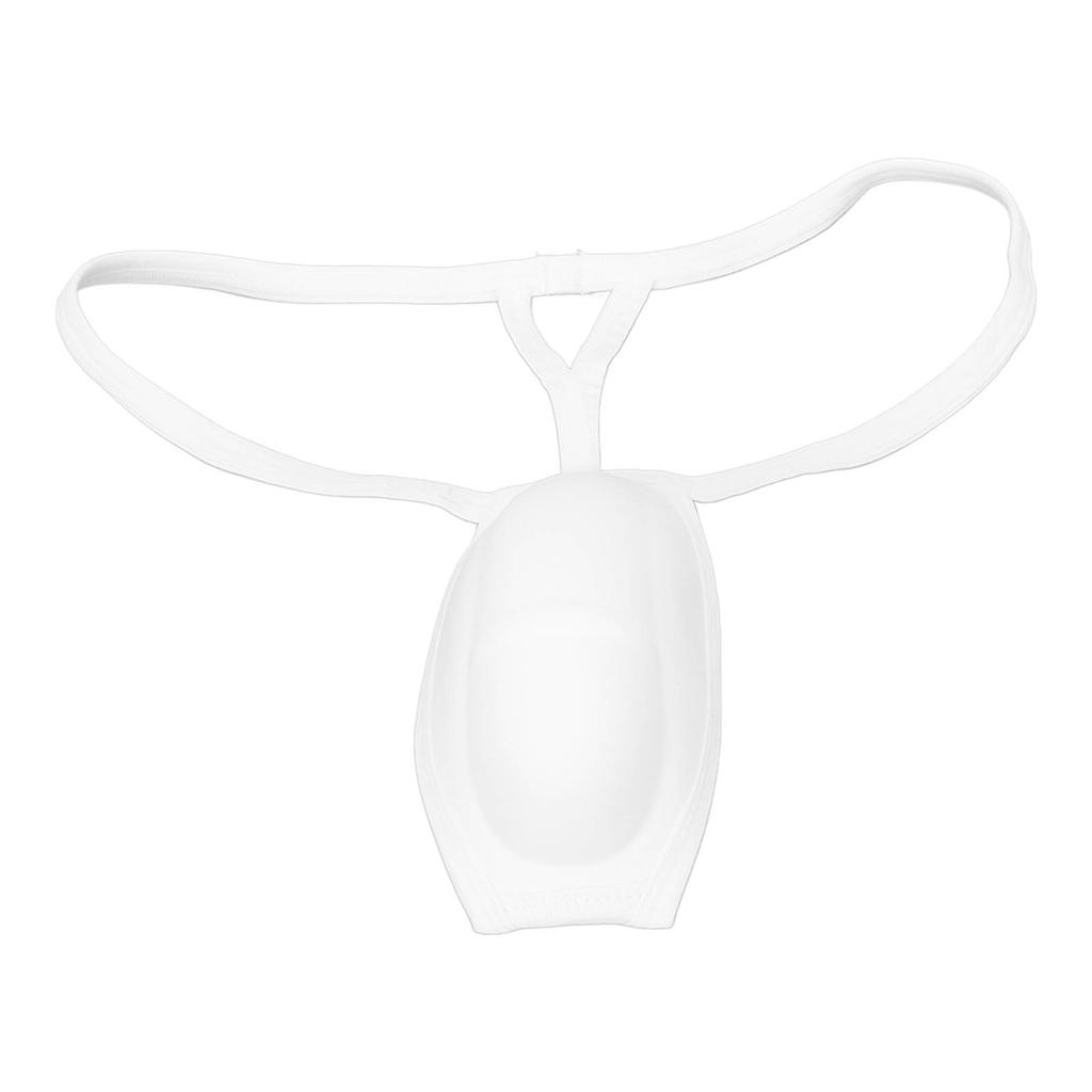 Men Bulge Cup Soft Polyester Cotton Stereo Shape Bulge Covering Up Underwear Cup with Strap White