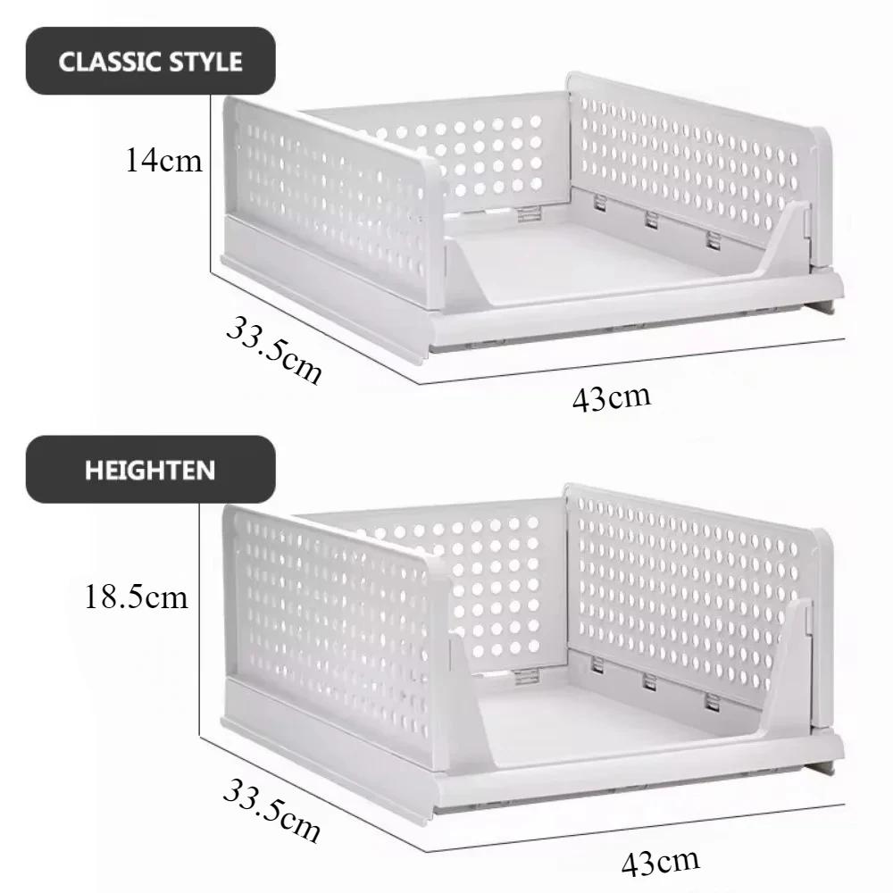Foldable Drawer Closet Stackable Drawer Storage Box Hollow Out Design Clothes Storage Boxes Round Handle DIY Assemble Wardrobe