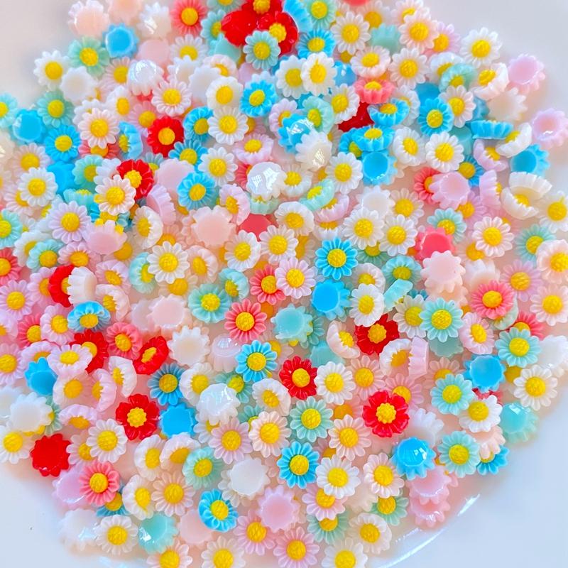 

100Pcs New Mini Cute 6mm Flower Series Flat back Resin Cabochons Scrapbooking DIY Jewelry Craft Decoration Accessorie