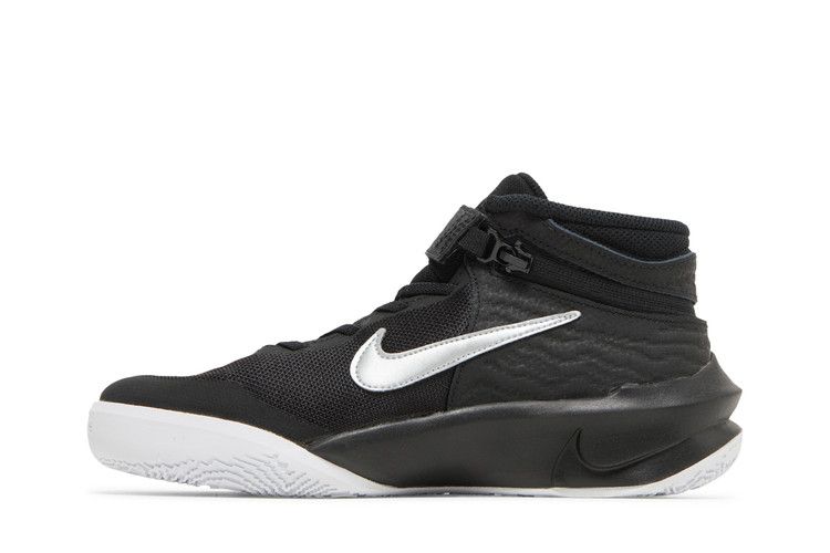 Nike Team Hustle D10 FlyEase GS 'Black Metallic Silver'