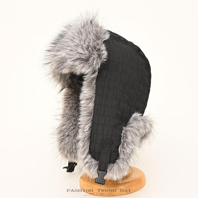 Long Hair Lei Feng Hat for Women In Winter Thick Velvet Warm and Cold Northeast Cotton Hat Outdoor Bicycle Ear Protection Flying Hat Men