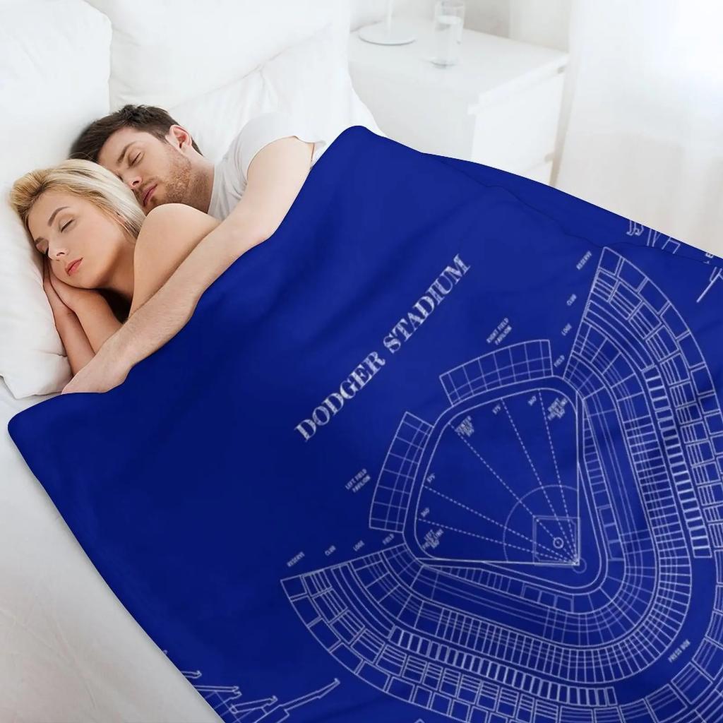 Dodger Stadium (White Stencil-No Background) Throw Blanket Sleeping Bag Thermal Soft Plush Plaid Heavy To Sleep Blankets
