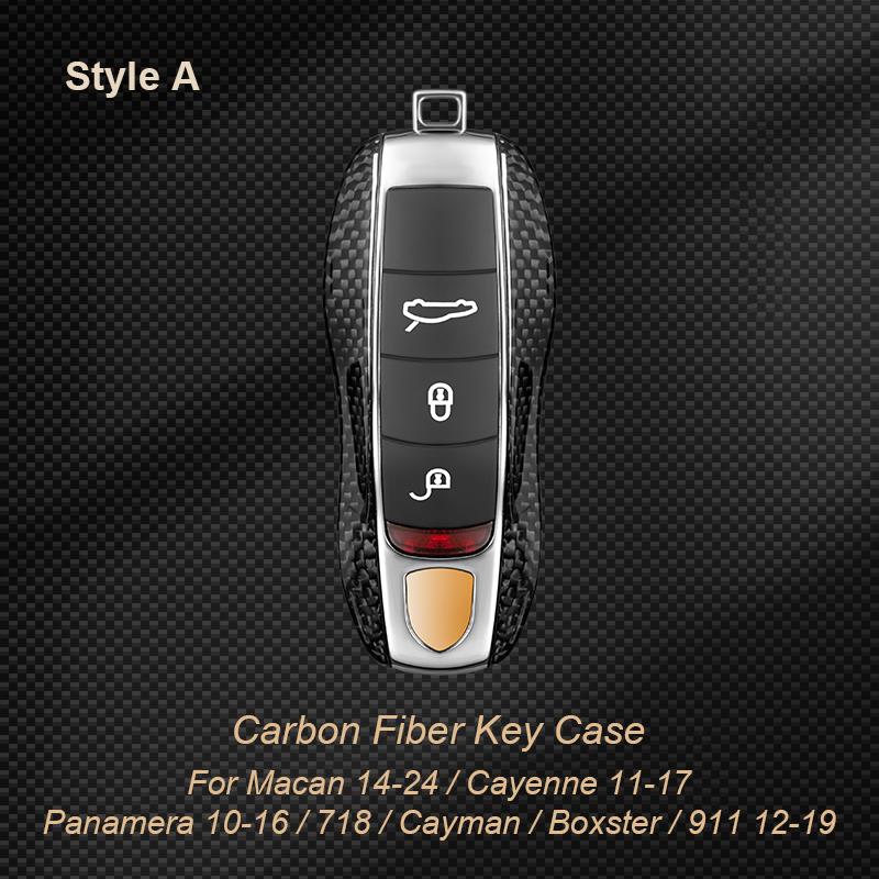 Real Carbon Fiber Key Fob Cover For Porsche Macan Cayenne 718 Boxster Cayman Panamera 911 Taycan Key Housing Cover Shell Case