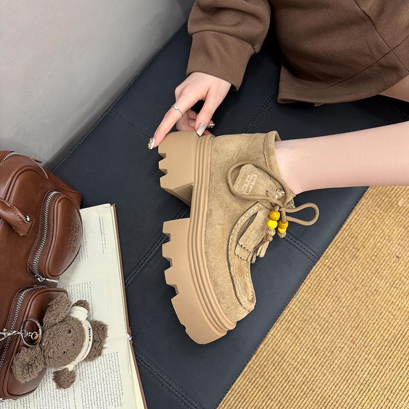 Retro Thick-soled Martin Boots for Women's 2025 Autumn New Fashionable Versatile Frosted Leather Muffin Small Locomotive Short Boots