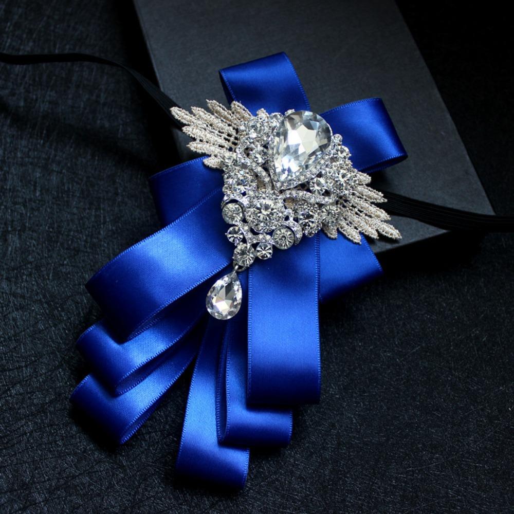 Retro Rhinestone Collar Flower Elegant Men's Suit Accessory Formal Gentleman's Bow Tie  Man