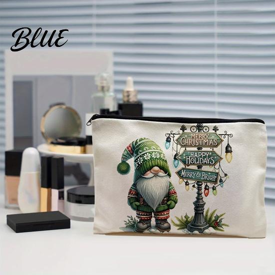Holiday Gift Bag Christmas Theme Makeup Bag with Black Zipper