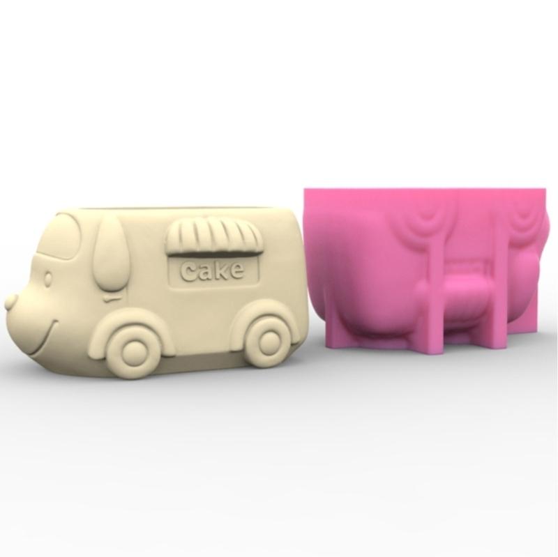 3D DIY Flower Pots Mold Silicone Concrete Mold Animal Car Shape Silicone Vase Molds for Crafting Concrete Candle Holders