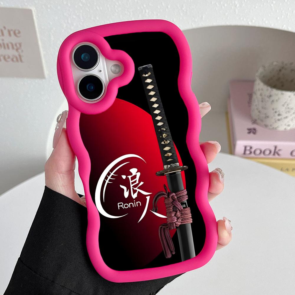 

Katana Samurai Ronin Sakura Phone Case for iPhone 17 16 15 14 13 12 11 Air Pro Max Plus Wavy Edge TPU Colorful Cover Smartphone iPhone 11 Pro Max