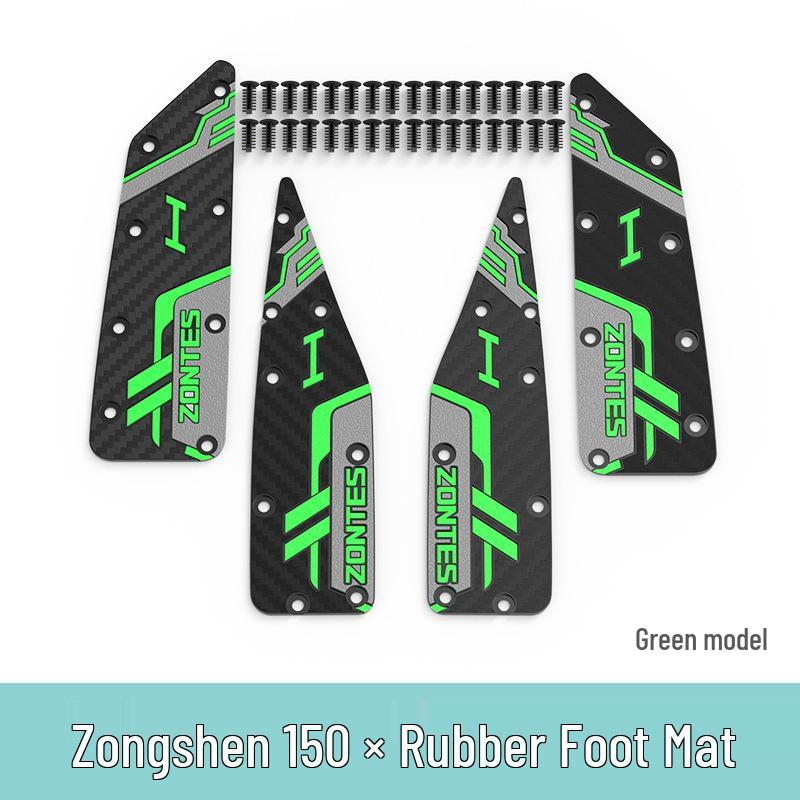 Zongshen 150X Motorcycle Foot Pedal Mats: Non-Slip Rubber, 26 Model Compatible, Non-Destructive Modification Accessories. зелёный