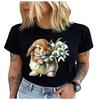 Cotton 100% Cute Chihuahua with Glasses Print Casual Tee for Women, Daily Outdoor Street Style Leisure T Shirt Summer