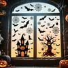 Halloween Window Clings 4Pcs Static Stickers PVC Waterproof Decals for Glass Doors Haunted House Easy Application Bat Spider Web Tree Spirit
