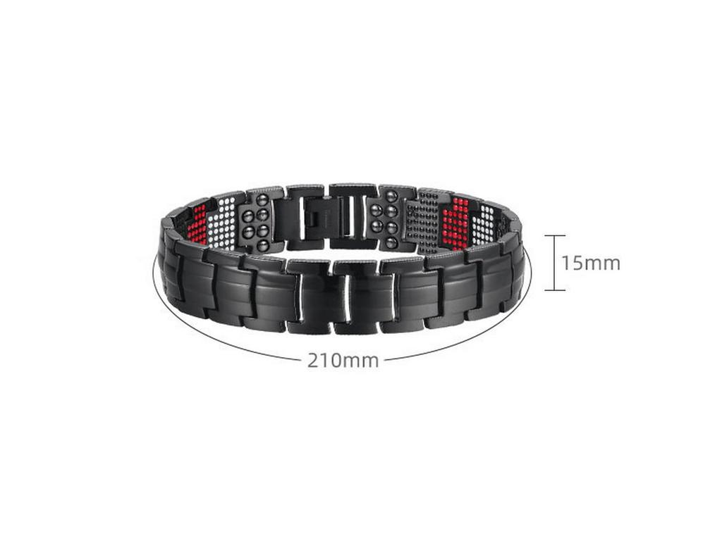 Men's Magnetic Titanium Bracelet with Germanium Beads - Stainless Steel Jewelry
