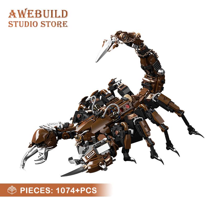 Mechanischer Skorpion MOC Bausteine Spielzeug Mecha Kreatives Tiermodell DIY Bausteine Schreibtischdekoration Erwachsene Kinder Geburtstagsgeschenke NEU