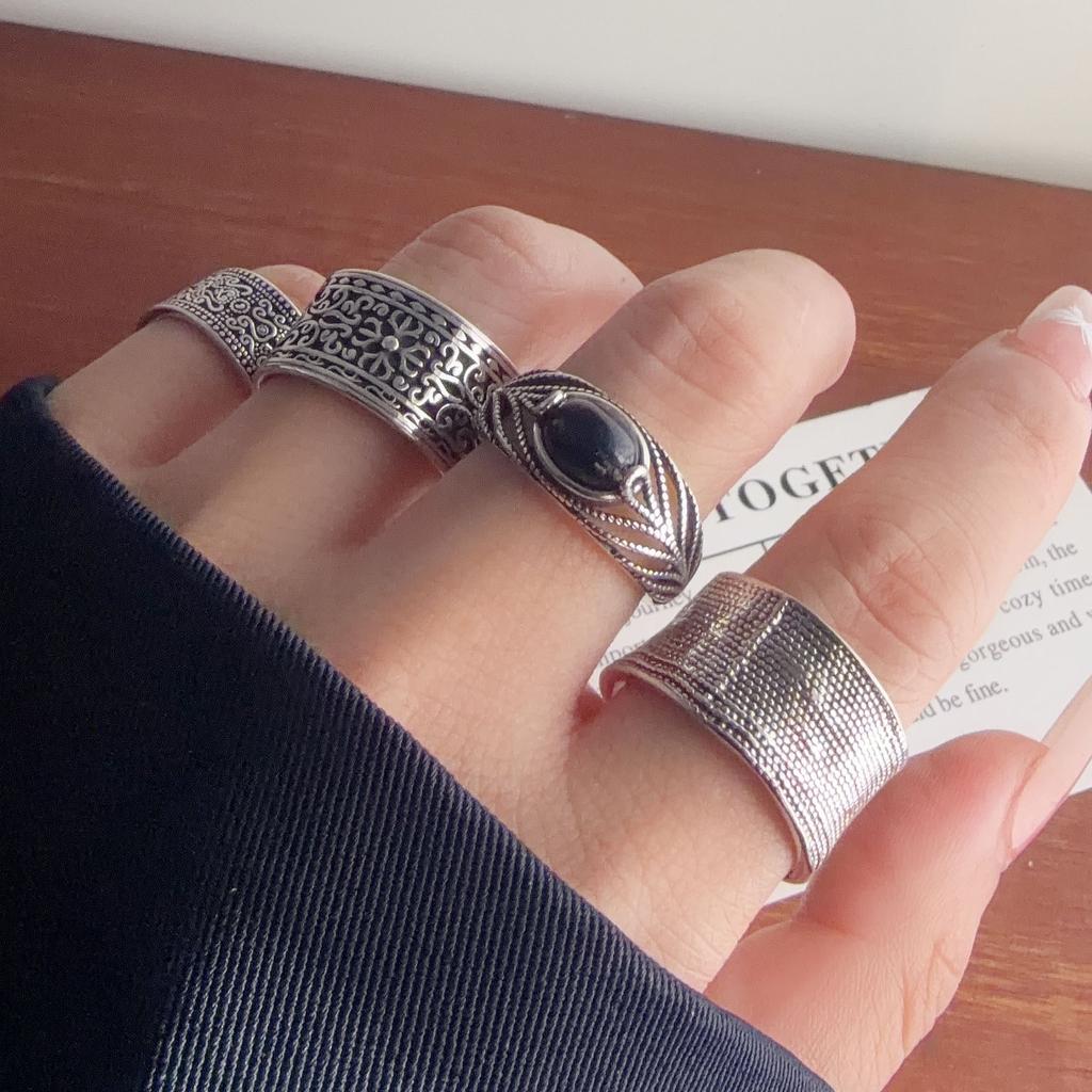 Xiaomi BF CLUB 925 Sterling Silver Ring For Women Jewelry Retro Wide Open Vintage Handmade Ring Allergy For Party Birthday Gift