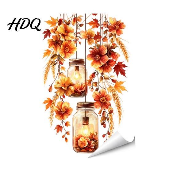 Reusable Window Stickers Fall Thanksgiving Static Clings Autumn Pumpkin Maple Leaf Floral Glass Decals Decals Removable Harvest Season for Home Shop