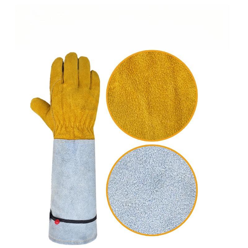 1 Pair Protective Cowhide Long Tube Gardening Gloves