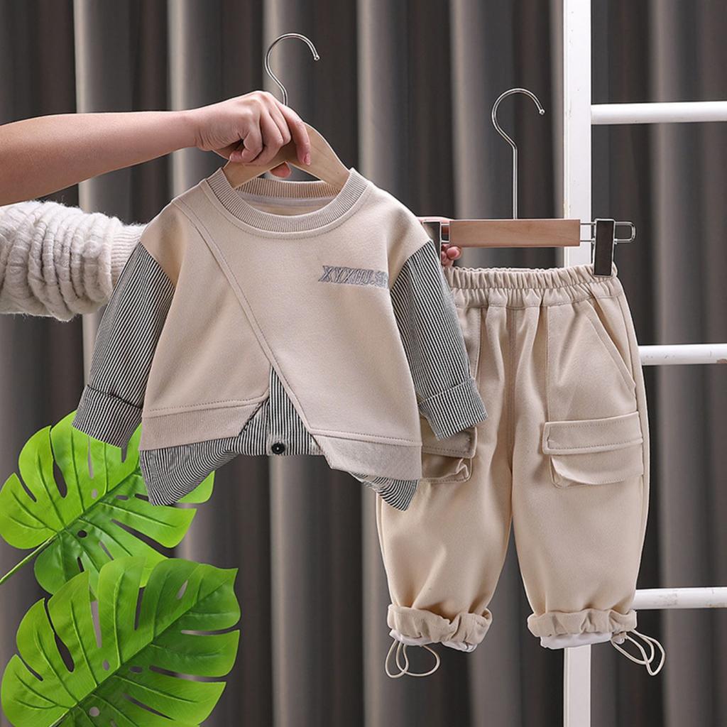 Kids Casual Long-Sleeve Set, Comfortable Daily Wear Outfits