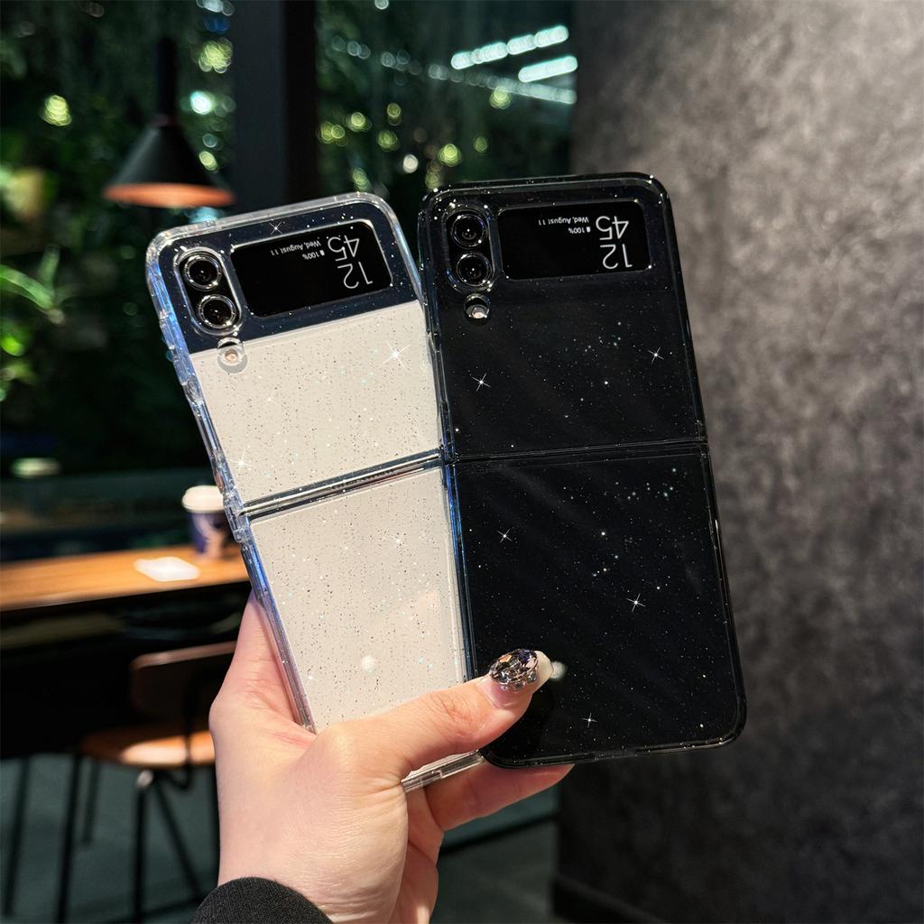 Suitable for Samsung Z Flip7 Folding Screen Mobile Phone Case Flip6 Transparent Flash Powder Magnetic Starry Sky FLIP5 Protection Case