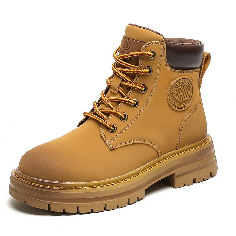 Pánské kožené retro trendy ležérní boty Martin 2025 nové podzimní párové boty rebarborové univerzální platformové kotníkové boty