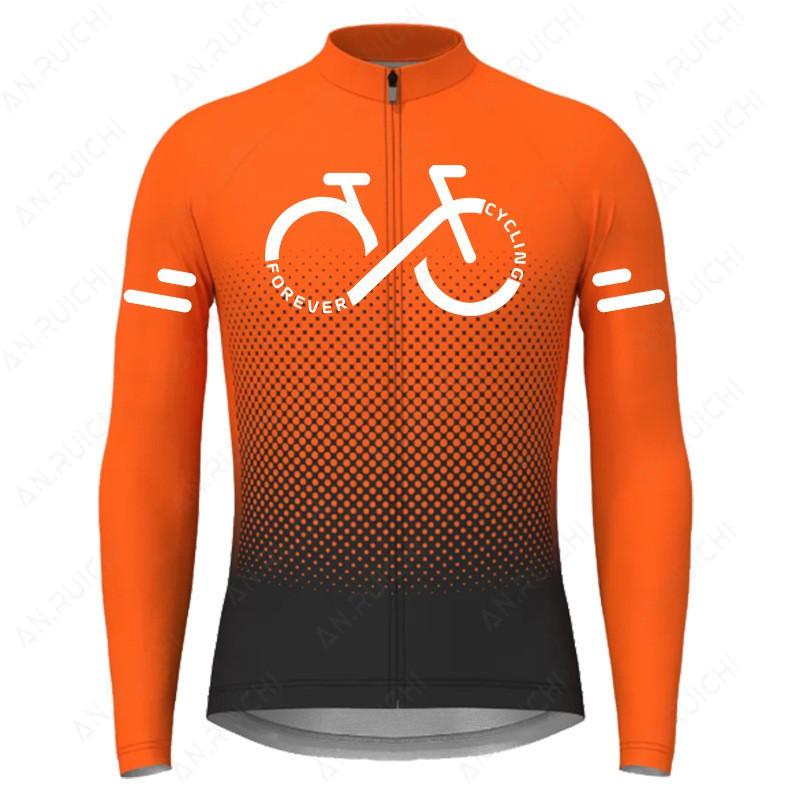 Slim Fit Long Sleeve Cycling Jersey Gradient Bike Top Breathable Road Mountain Biking Wear